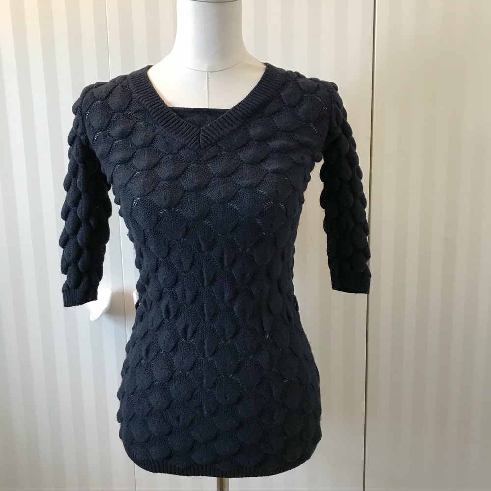 Bench dark bright blue bubble knit long sweater Size S